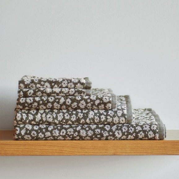 Forget Me Not Cotton Face Cloth Ivy/Oat
