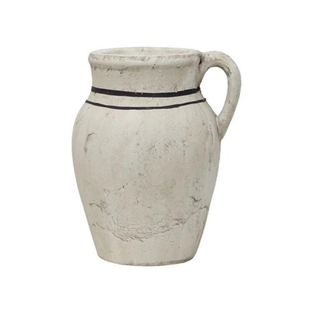 Large ceramic jug with black banding 