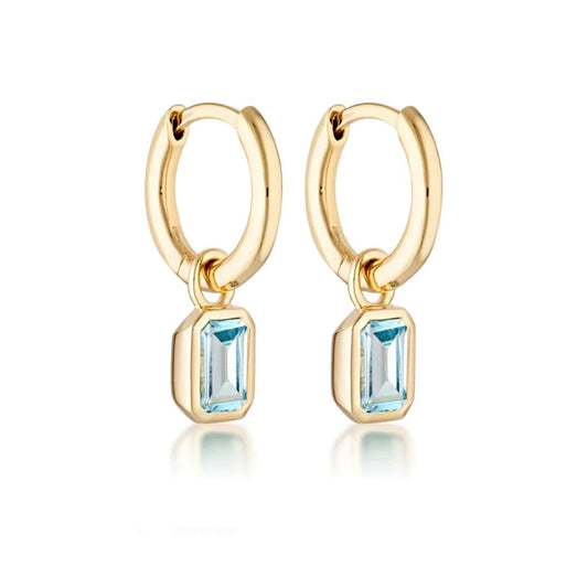 Linda Tahija Gold Gemme Huggie earrings - Blue Topaz