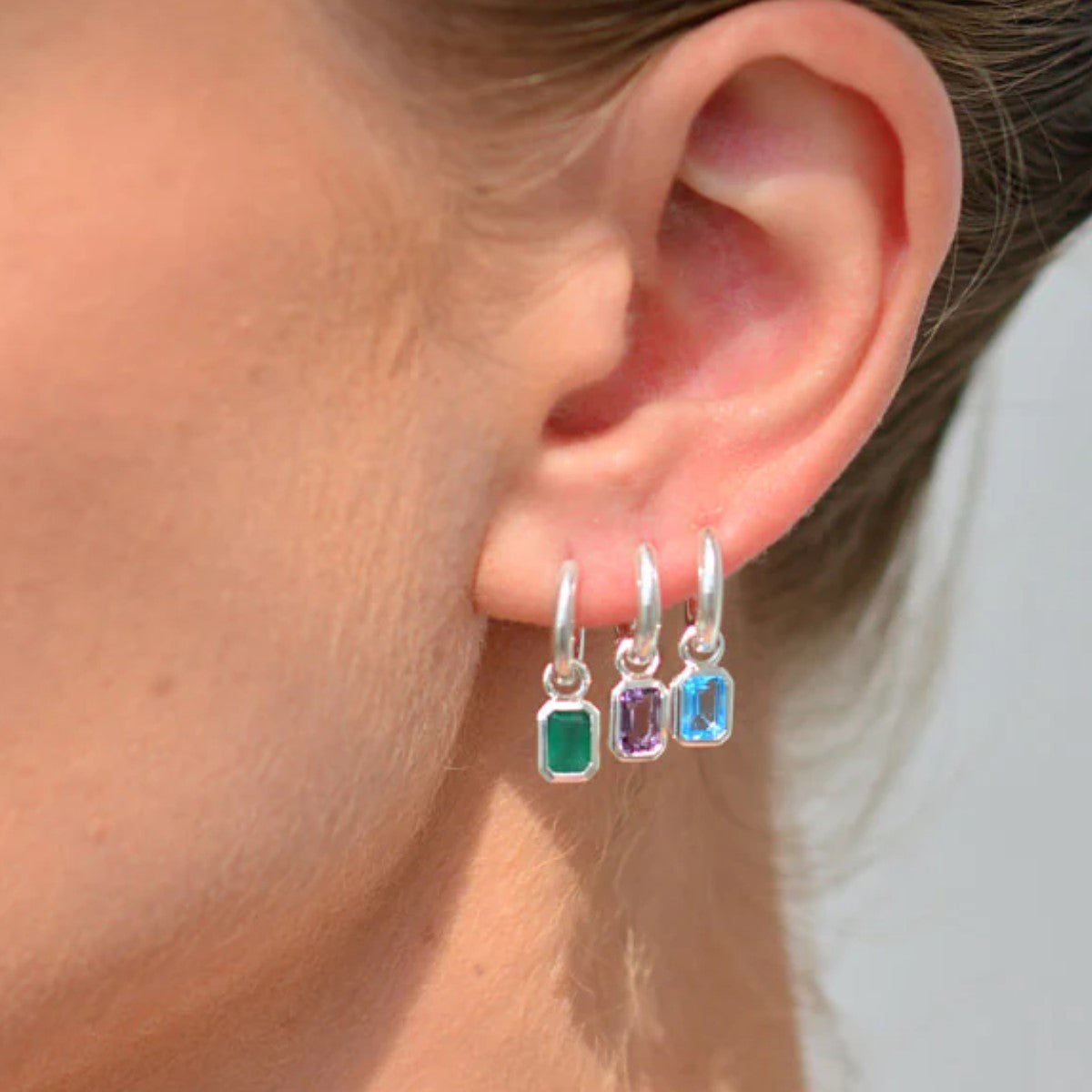 Linda Tahija Sterling Silver Gemme Huggie earrings - Blue Topaz