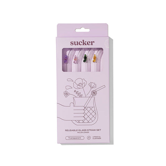 Glass straws with flower decal 