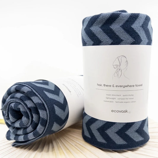Ecovask Hair & Travel Towel Double Denim Chevron