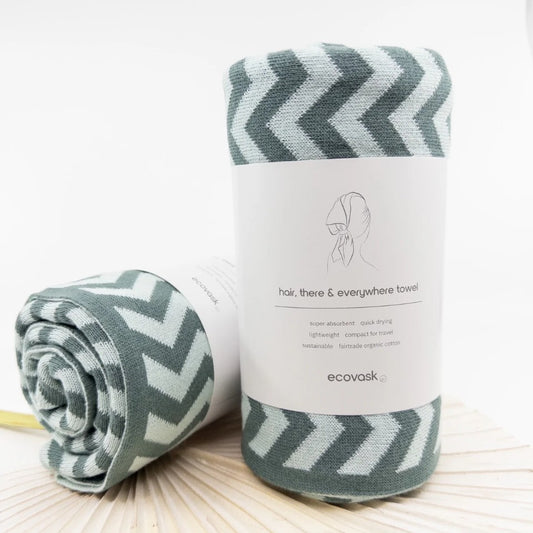 Ecovask Hair & Travel Towel Sea Foam Chevron