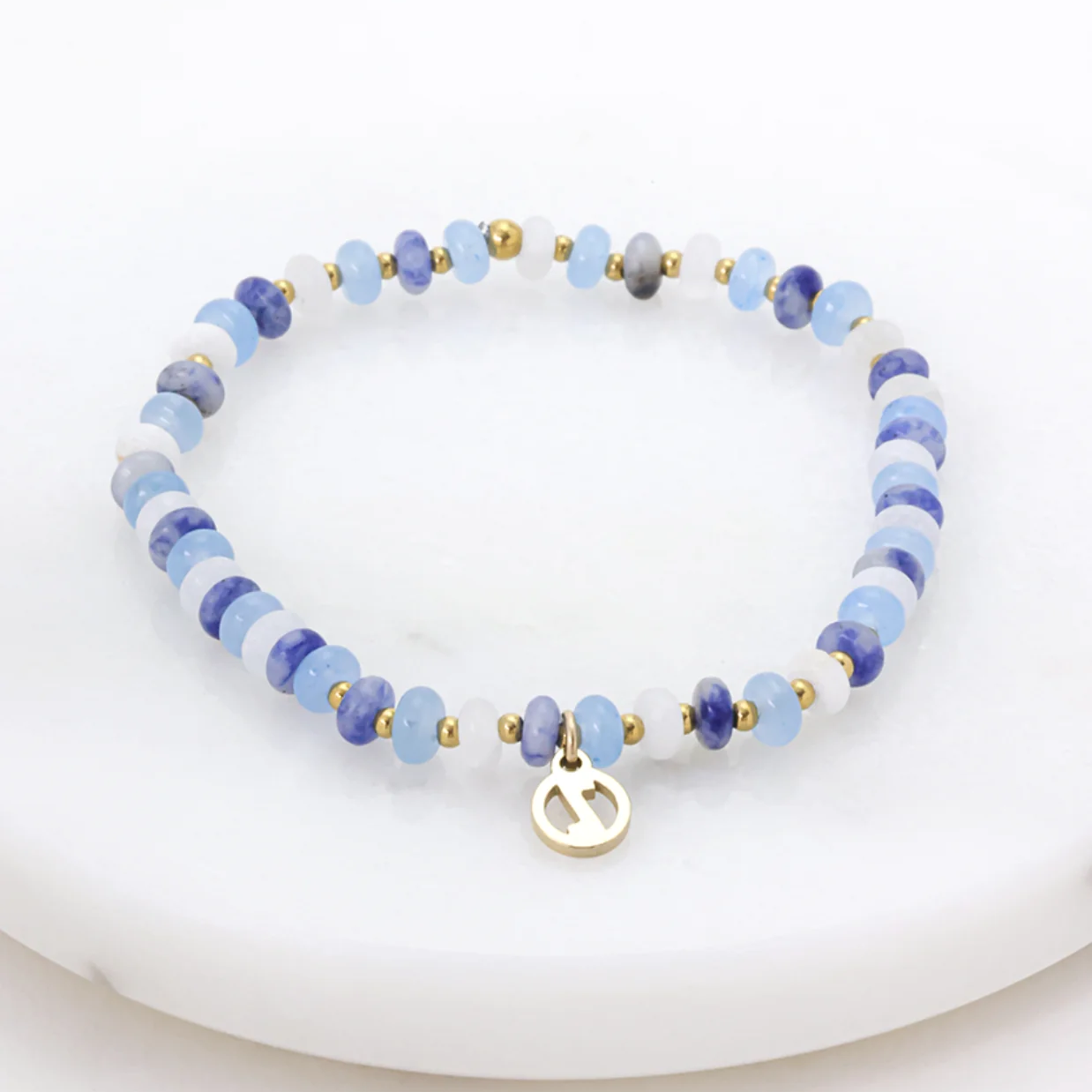 Bracelet with blue and purple beads 