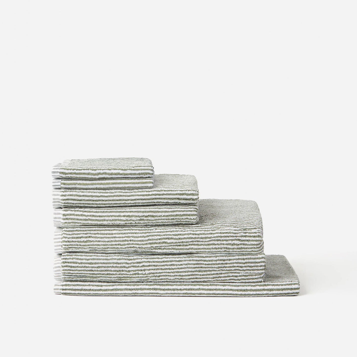 Stripe Cotton Bath Mat Olive/White
