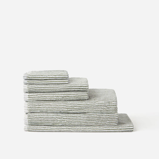 Stripe Cotton Bath Mat Olive/White
