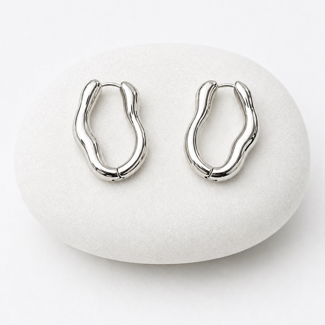 Earrings - Organic Hoop - Silver