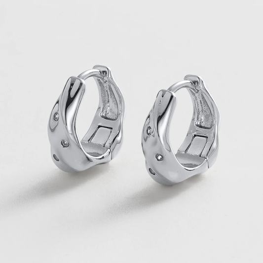 Pair of silver hoop earrings 