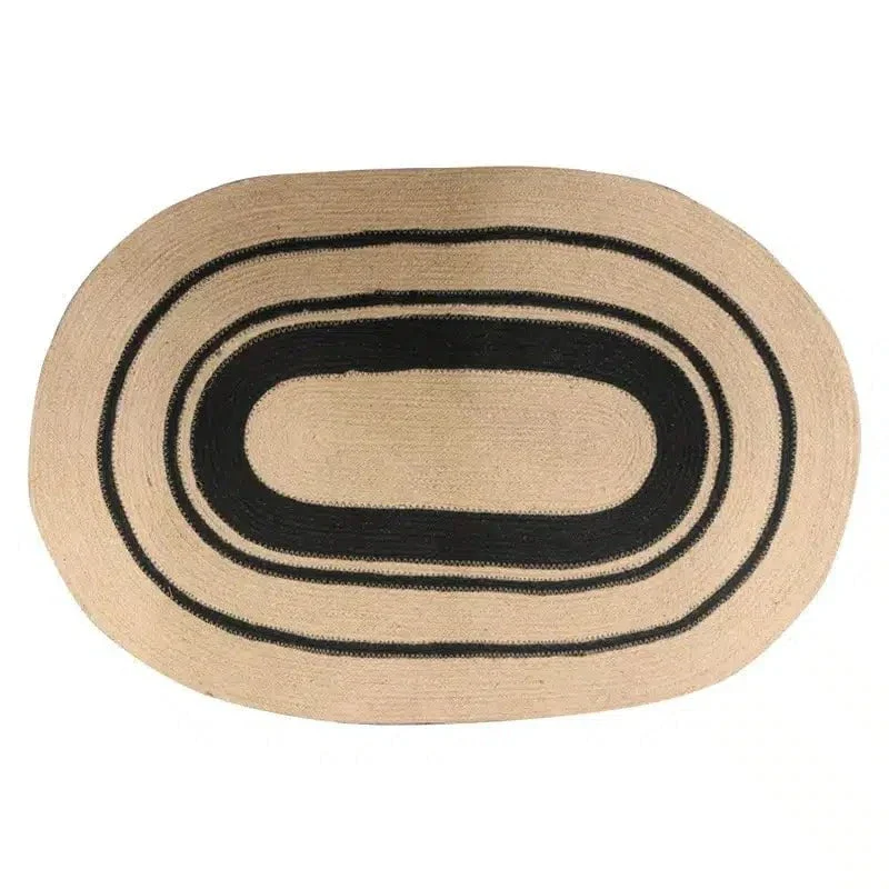 Jute Oval Door Mat Natural/Black