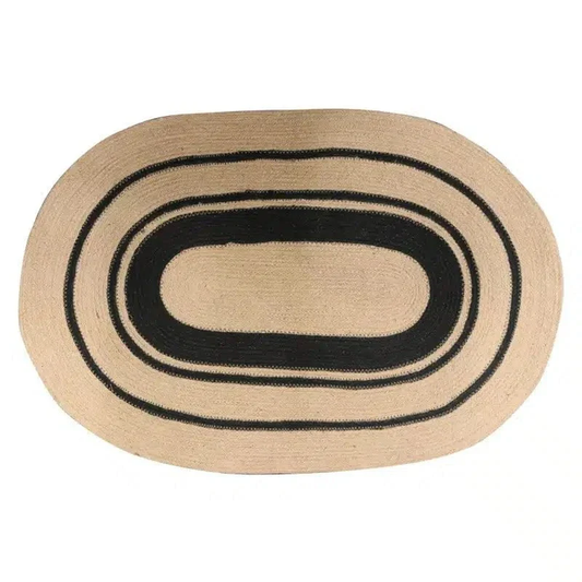 Jute Oval Door Mat Natural/Black