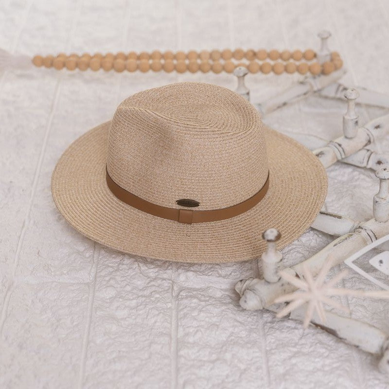 Kaia Panama Hat Tan Leather Band