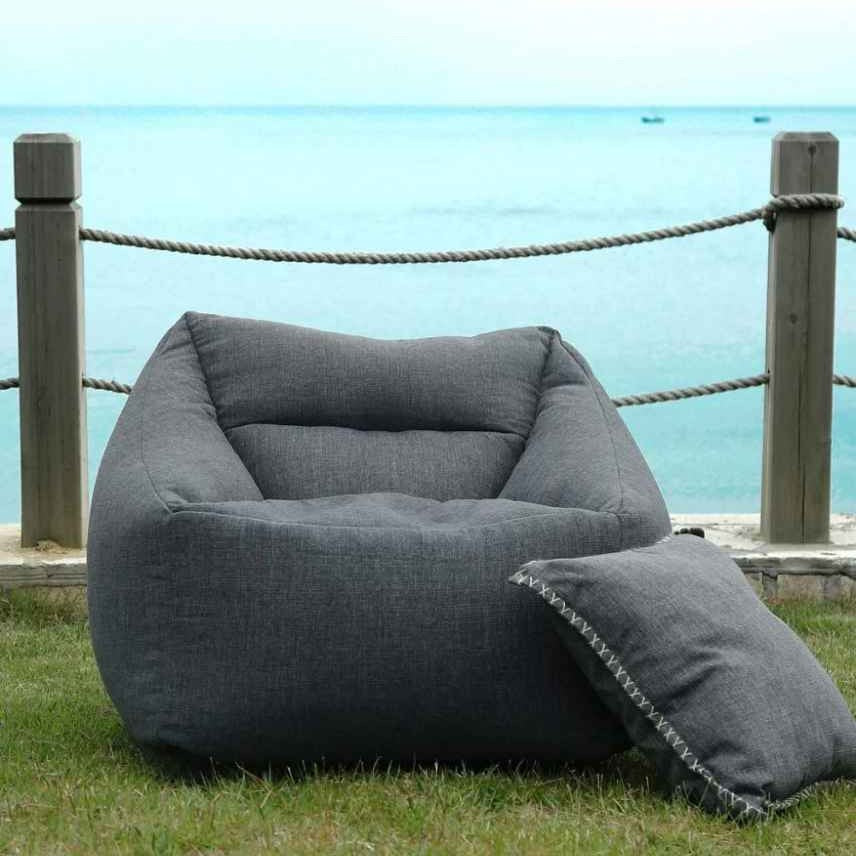 A charcoal outdoor bean chair