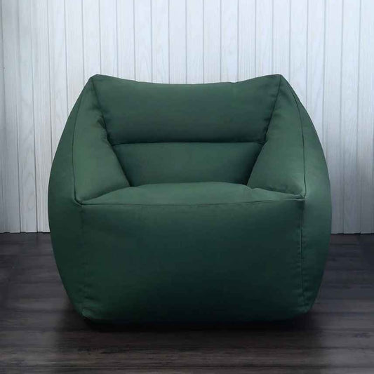 A green outdoor bean chair 