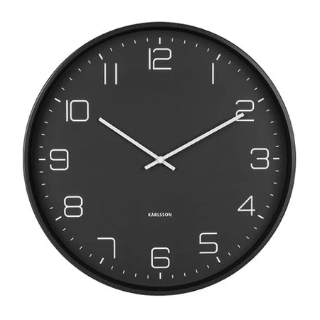 Black wall clock with white numbers