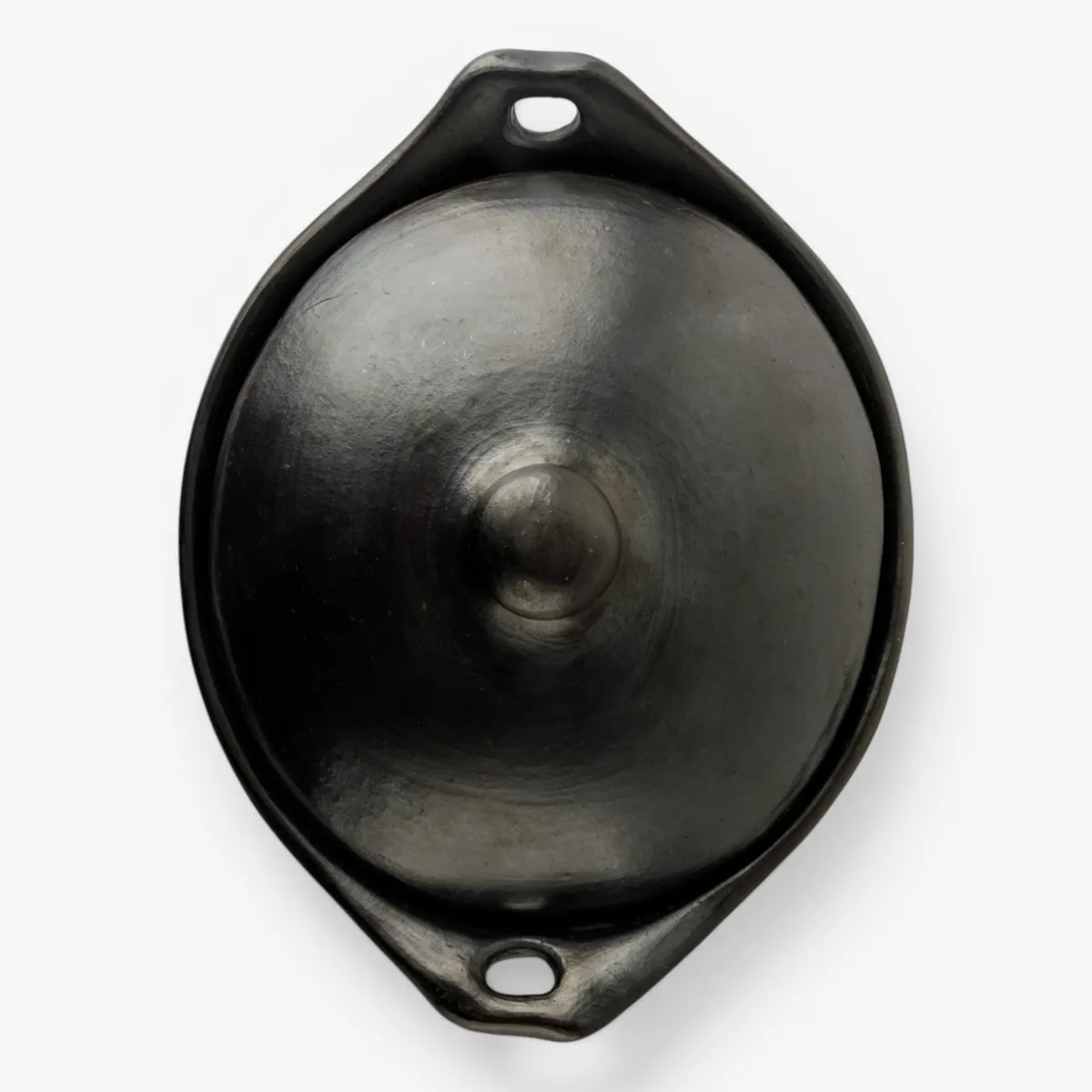hand made black clay oven dish with lid 