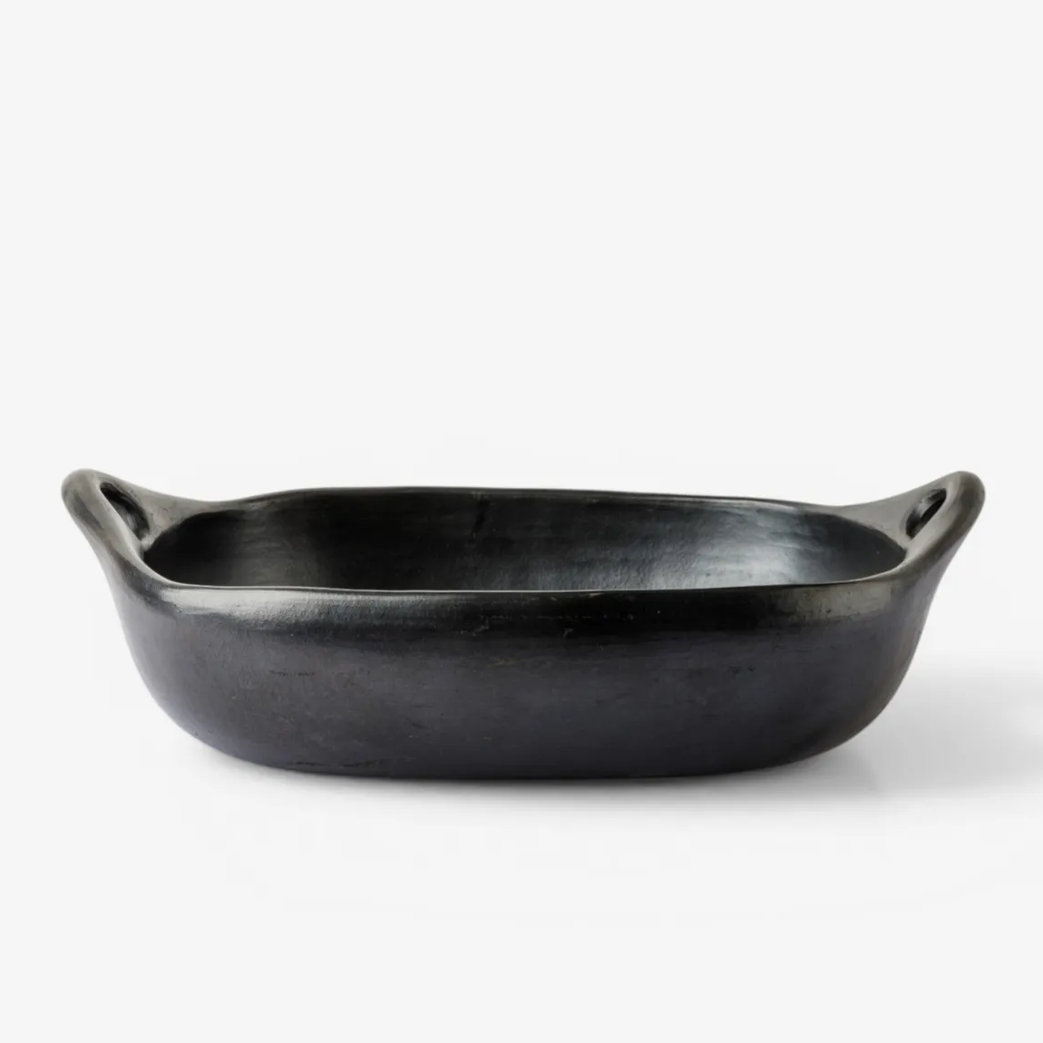 Hand made black clay oven dish 