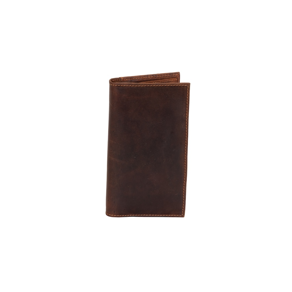 Brown leather wallet on a white background