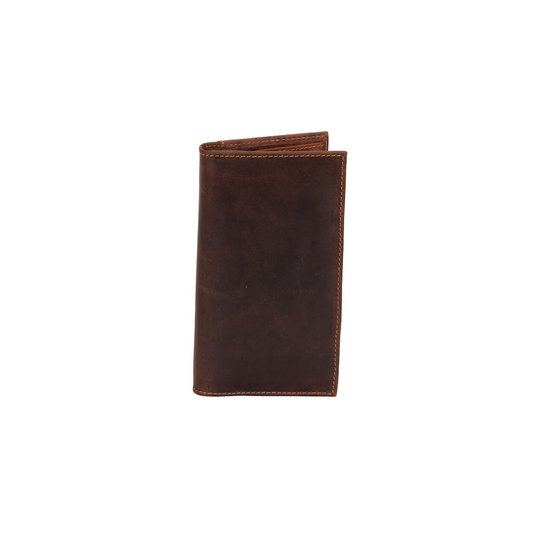 Brown leather wallet on a white background