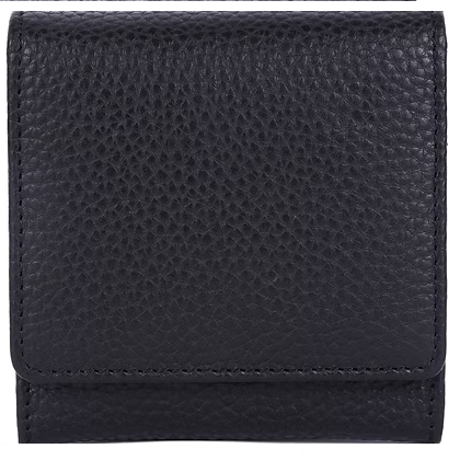 Black leather wallet with a textured surface
