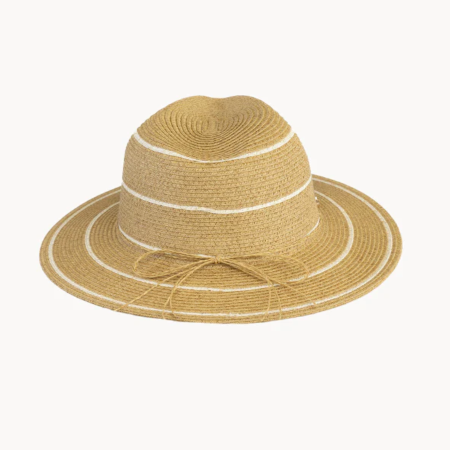 Beige straw hat with a wide brim 
