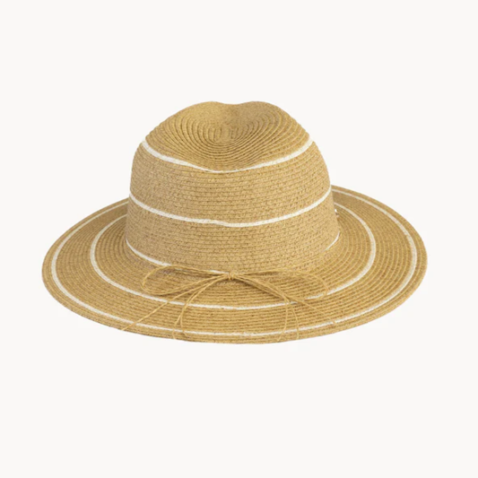 Beige straw hat with a wide brim 