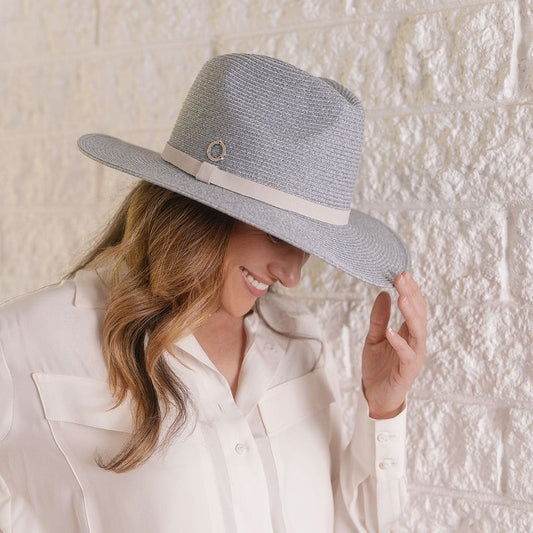 Lily Panama Hat Grey Leather Band