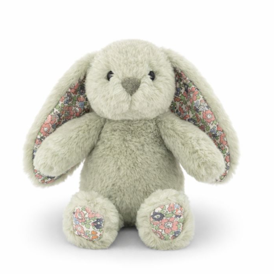Plush bunny toy with floral ears and paws