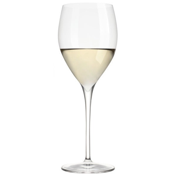 Wine glass with white wine on a white background