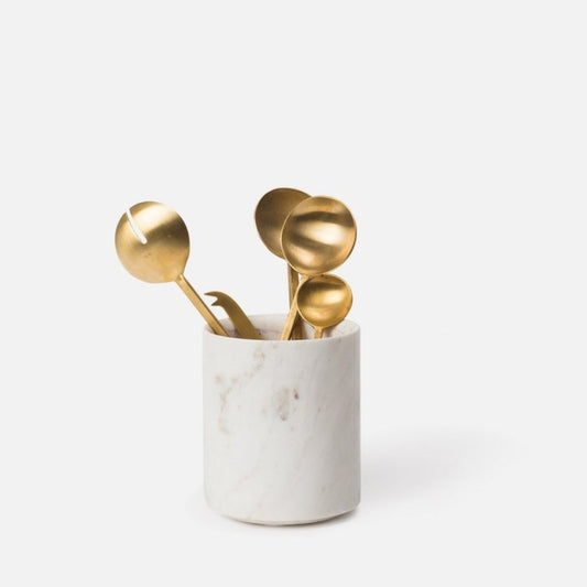 A white marble utensil holder