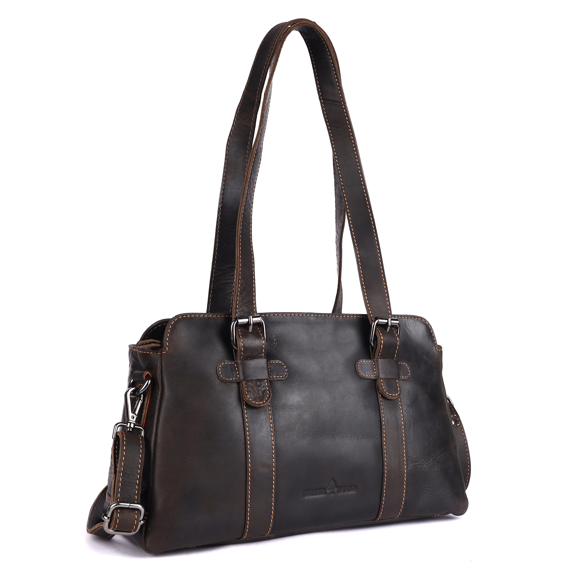 Dark brown leather tote bag 