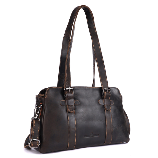 Dark brown leather tote bag 
