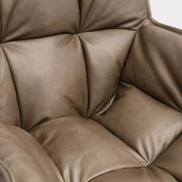 Memphis Swivel Armchair & Footstool Brown Leather