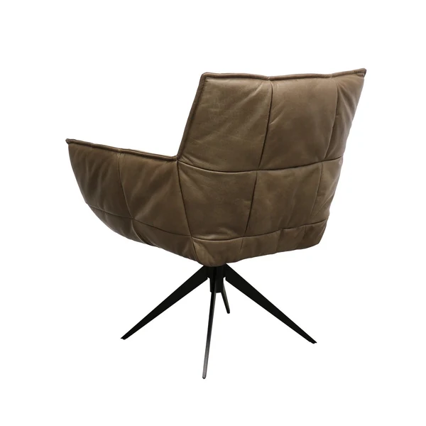 Memphis Swivel Armchair & Footstool Brown Leather