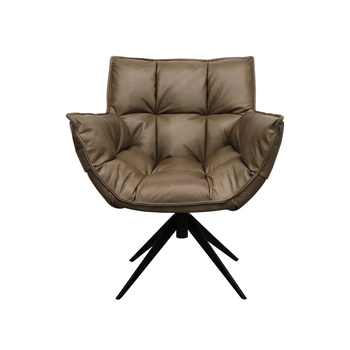 Memphis Swivel Armchair & Footstool Brown Leather