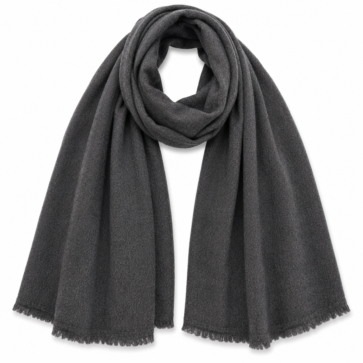 a Merino Wool Cashmere Charcoal Scarf