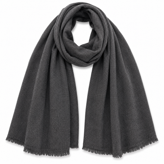 a Merino Wool Cashmere Charcoal Scarf