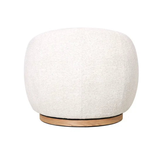 White textured chair with wooden base