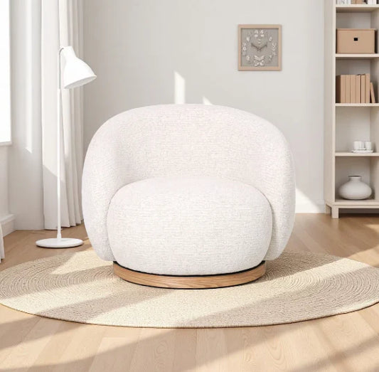 White textured swivel armchair
