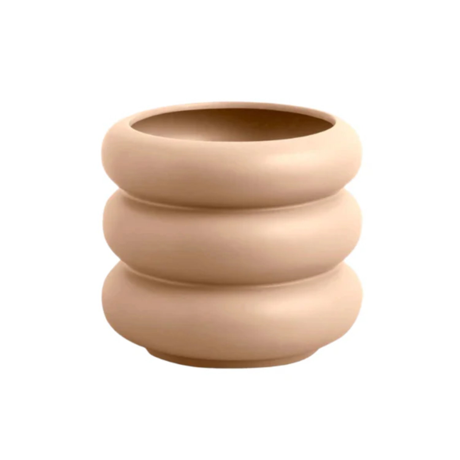 Beige ceramic planter with stacked design on 