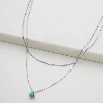 Zafino Layered Blue Mini Necklace Silver