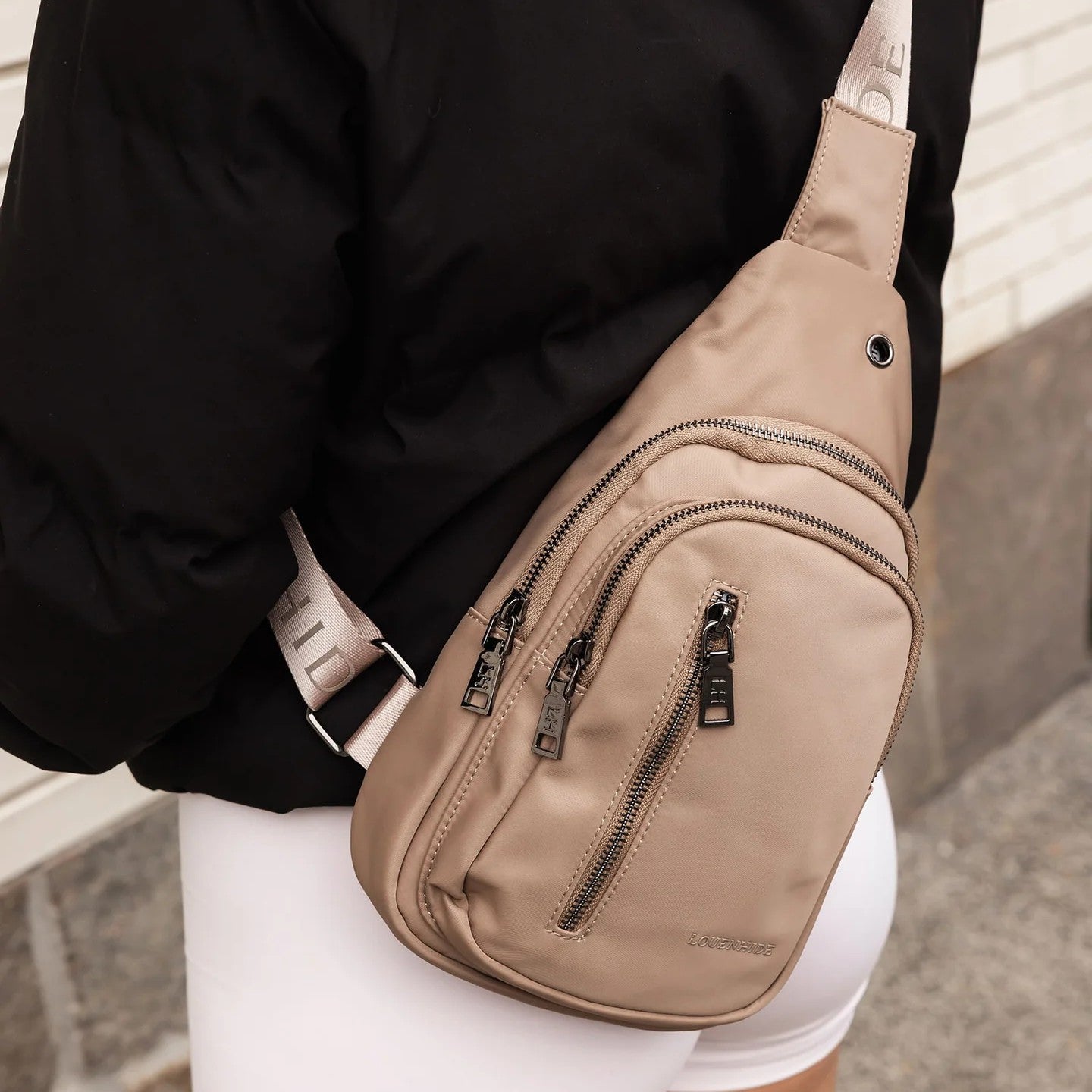 Louenhide Boyd Nylon Sling Bag Mocha