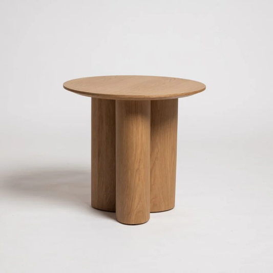 Wooden side table with cylindrical legs