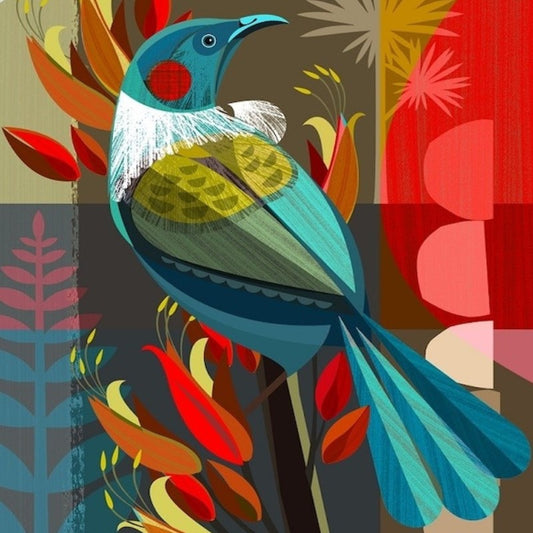 Ellen Giggenbach NZ Tui in the Flax Boxed Print