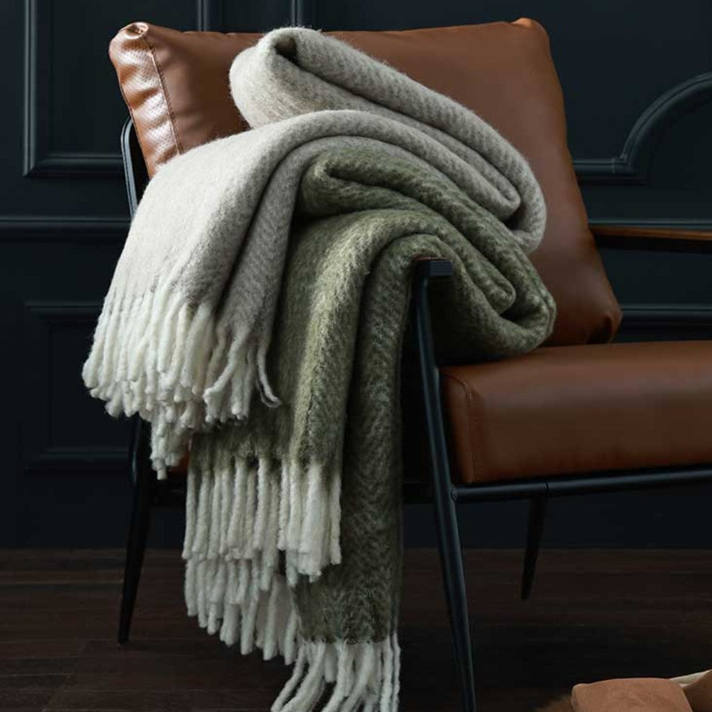 NZ Wool Throw Olive