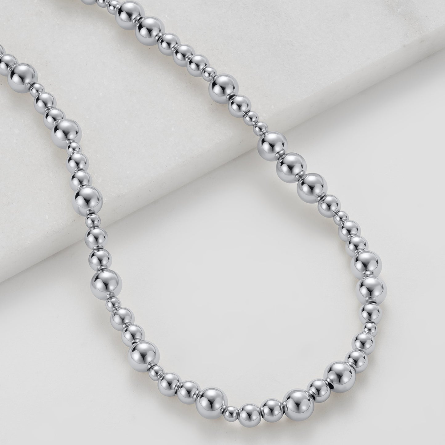 Silver beaded necklace
