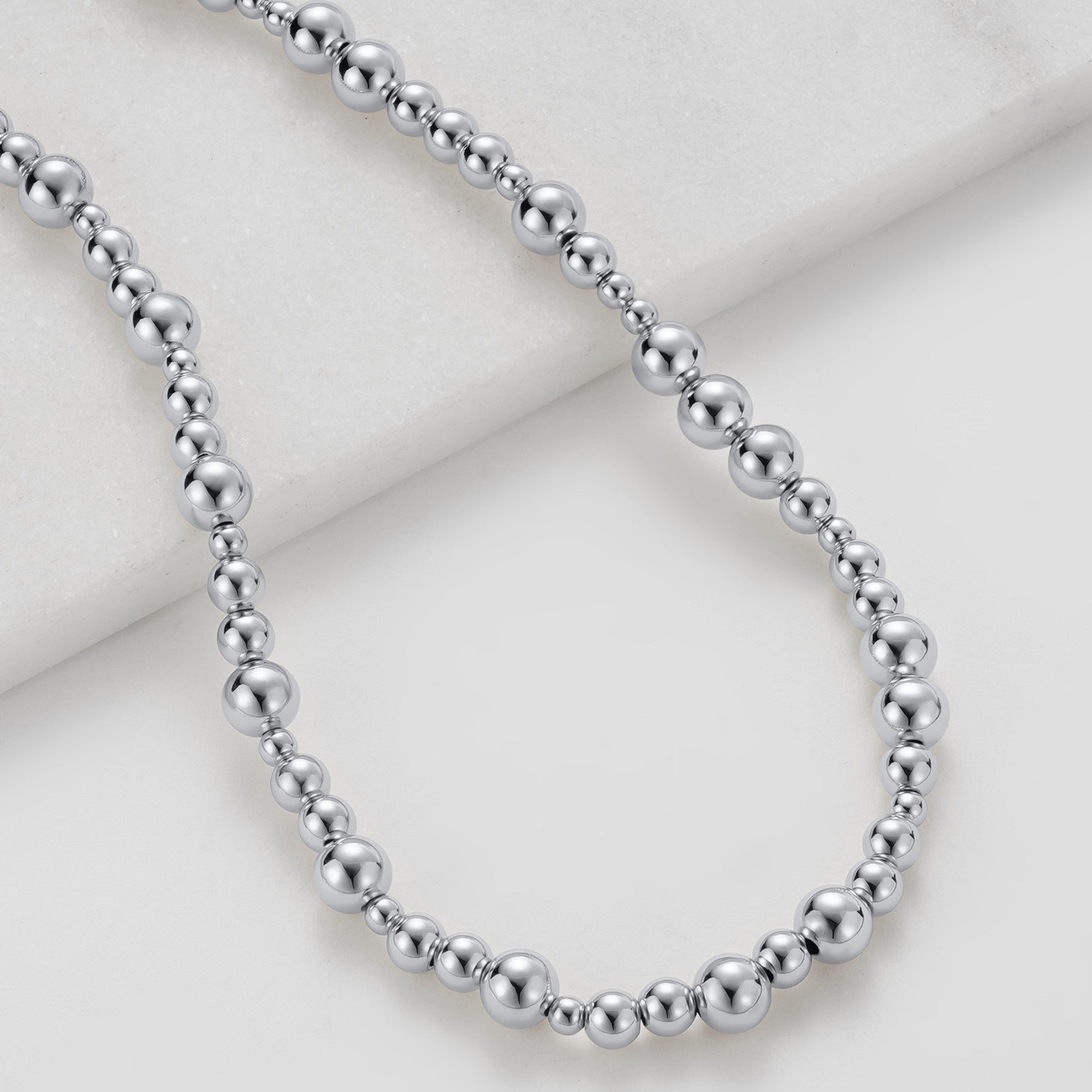 Silver beaded necklace