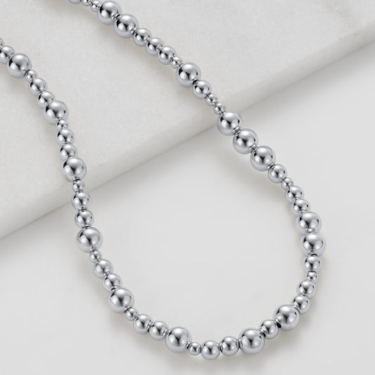 Silver beaded necklace