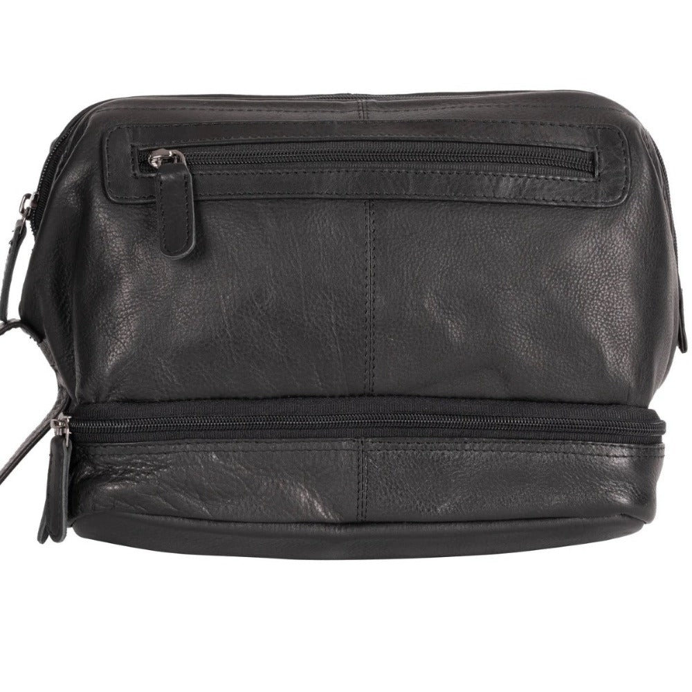 Leather Toilet Bag Napier - Black