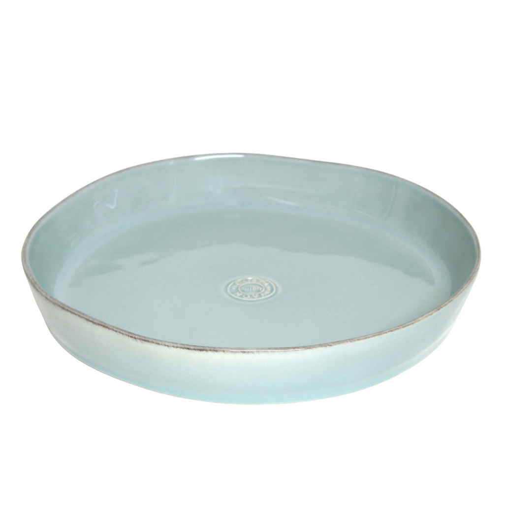 Light blue ceramic pie dish