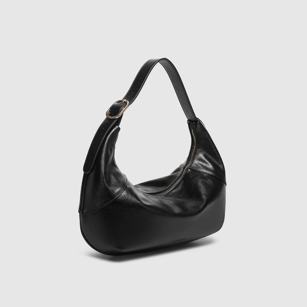 Black leather handbag